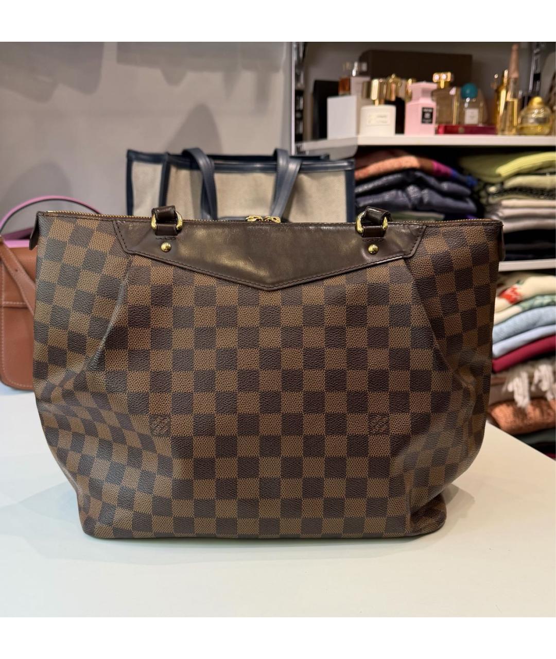 LOUIS VUITTON Коричневая жаккардовая сумка с короткими ручками, фото 2