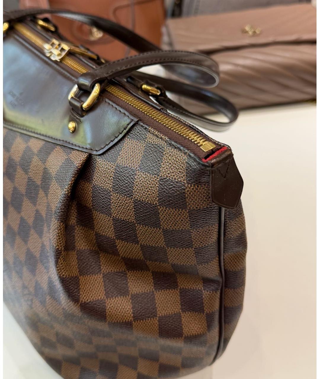 LOUIS VUITTON Коричневая жаккардовая сумка с короткими ручками, фото 3