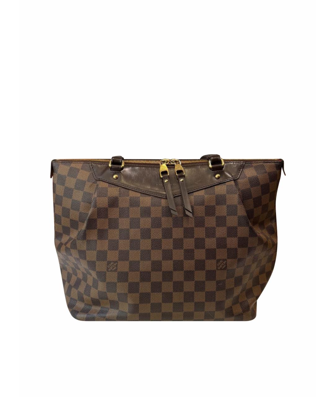 LOUIS VUITTON Коричневая жаккардовая сумка с короткими ручками, фото 1