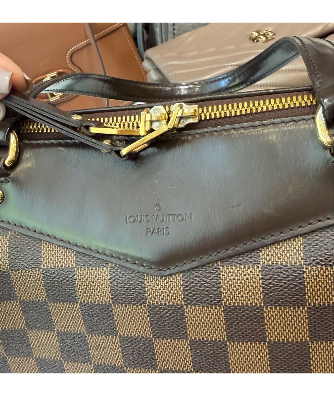 LOUIS VUITTON Коричневая жаккардовая сумка с короткими ручками, фото 7
