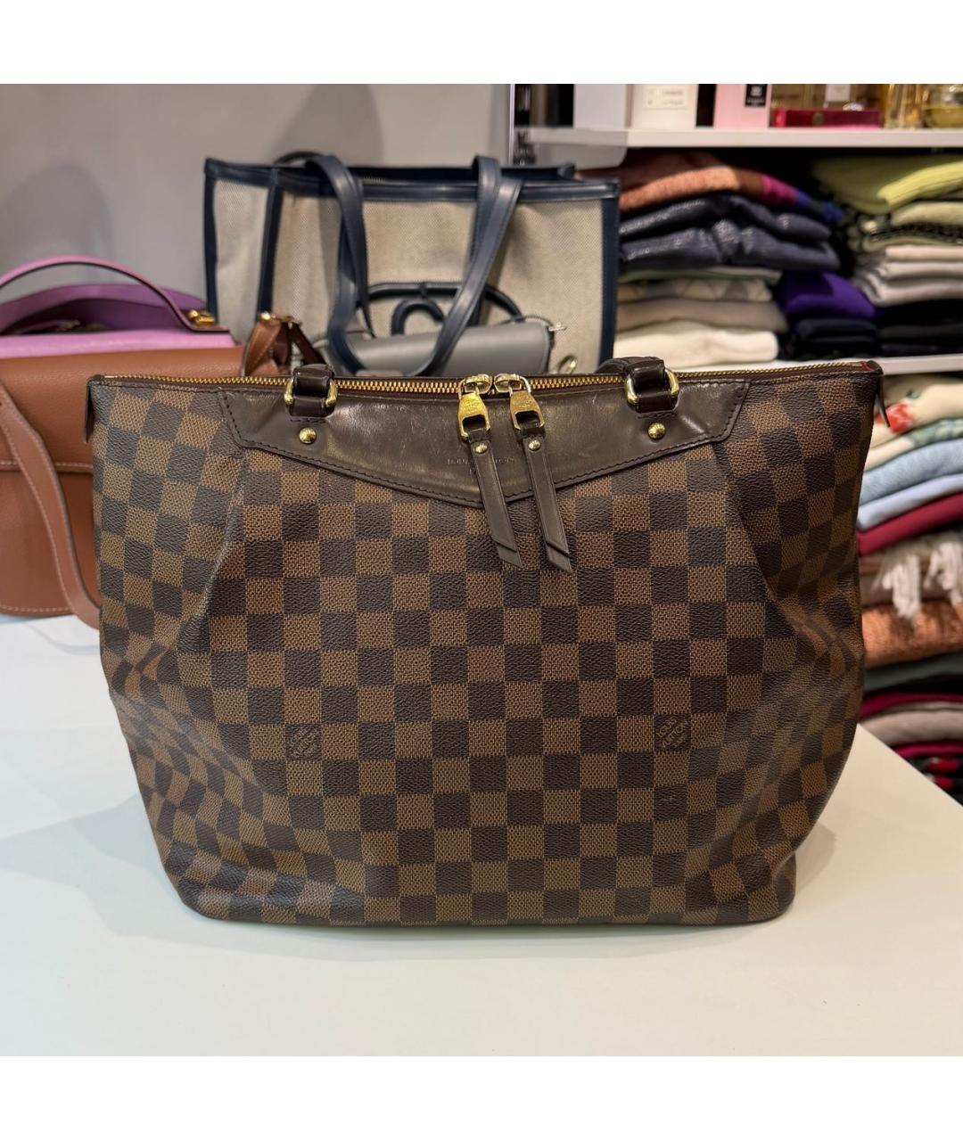 LOUIS VUITTON Коричневая жаккардовая сумка с короткими ручками, фото 8
