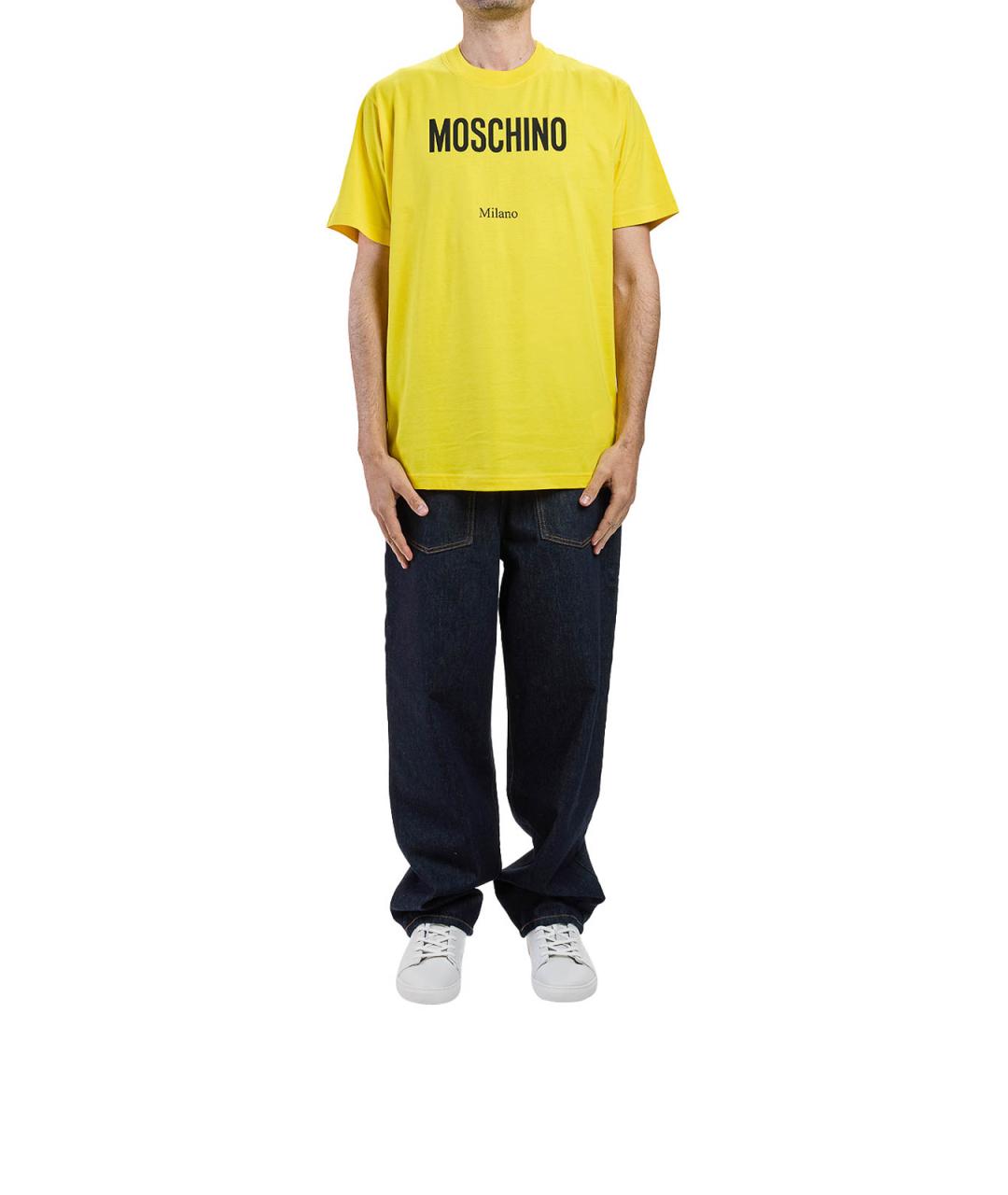 MOSCHINO Желтая хлопковая футболка, фото 2