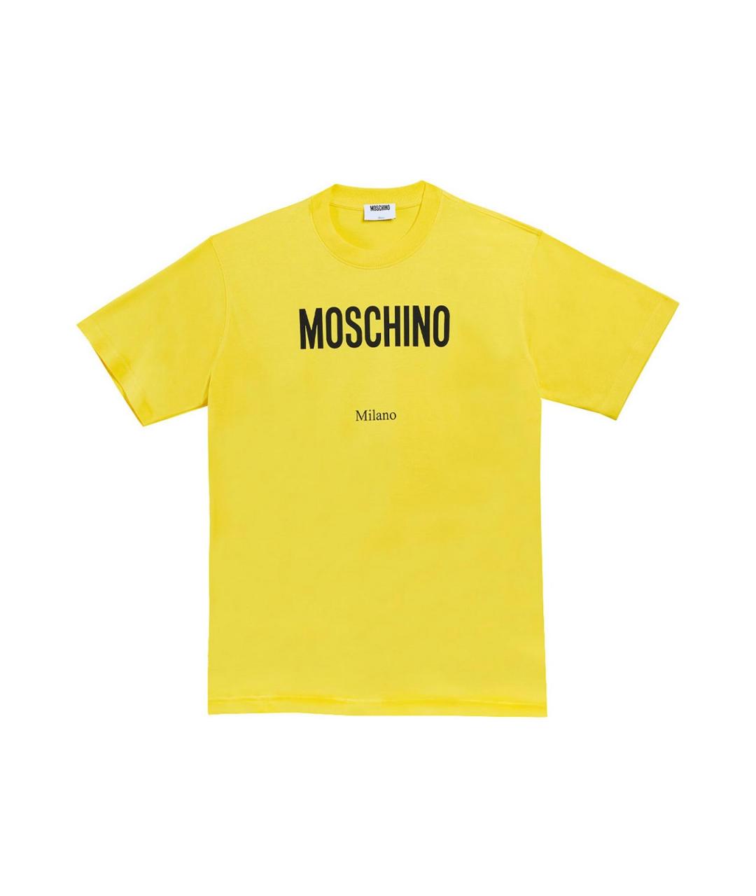 MOSCHINO Желтая хлопковая футболка, фото 1