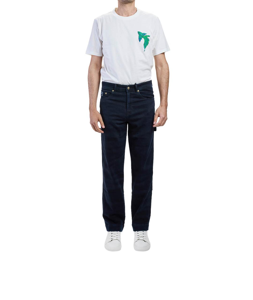VERSACE JEANS COUTURE Синие хлопковые прямые джинсы, фото 2