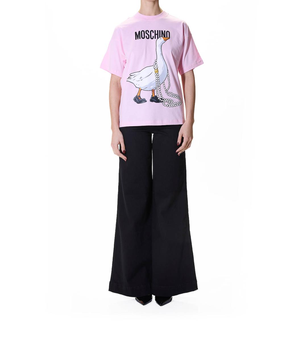 MOSCHINO Розовая хлопковая футболка, фото 2