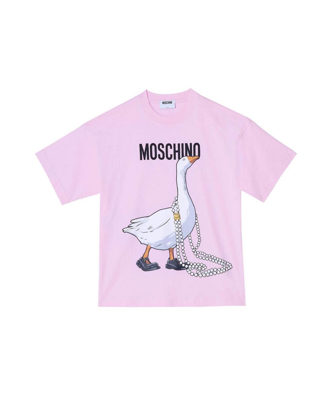 MOSCHINO Розовая хлопковая футболка, фото 1