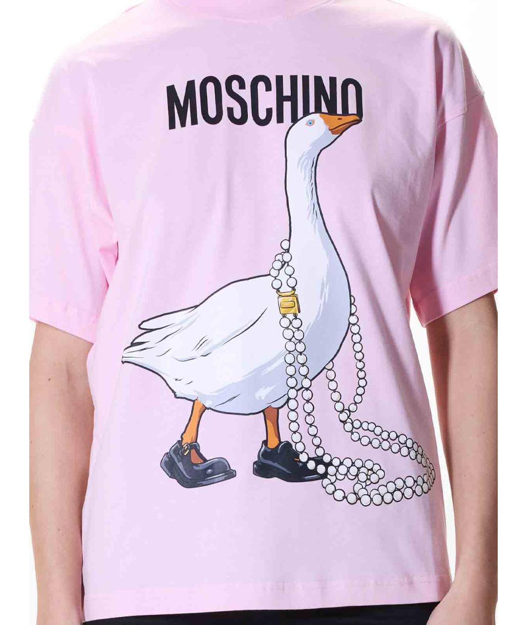 MOSCHINO Розовая хлопковая футболка, фото 5