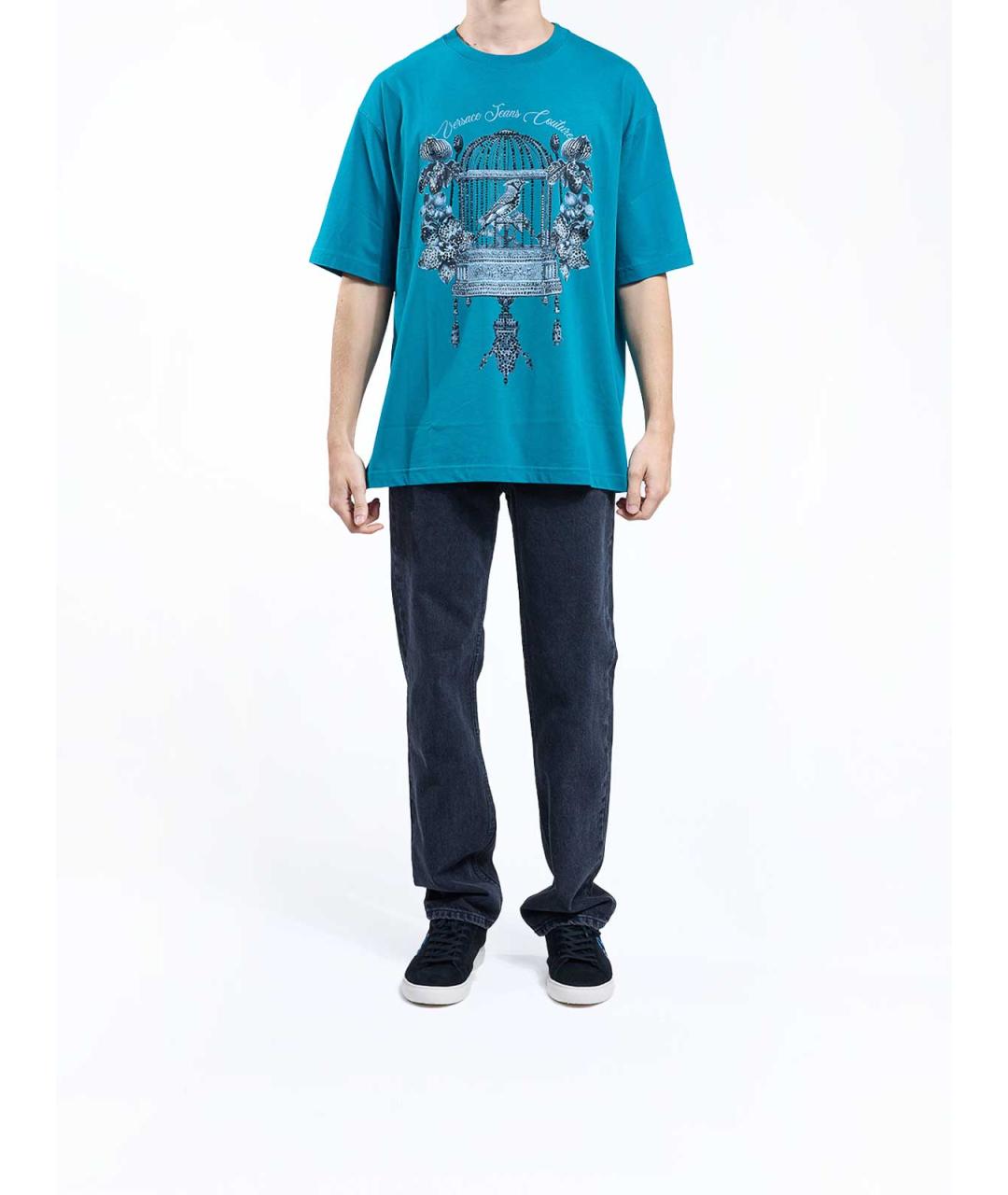 VERSACE JEANS COUTURE Зеленая хлопковая футболка, фото 2