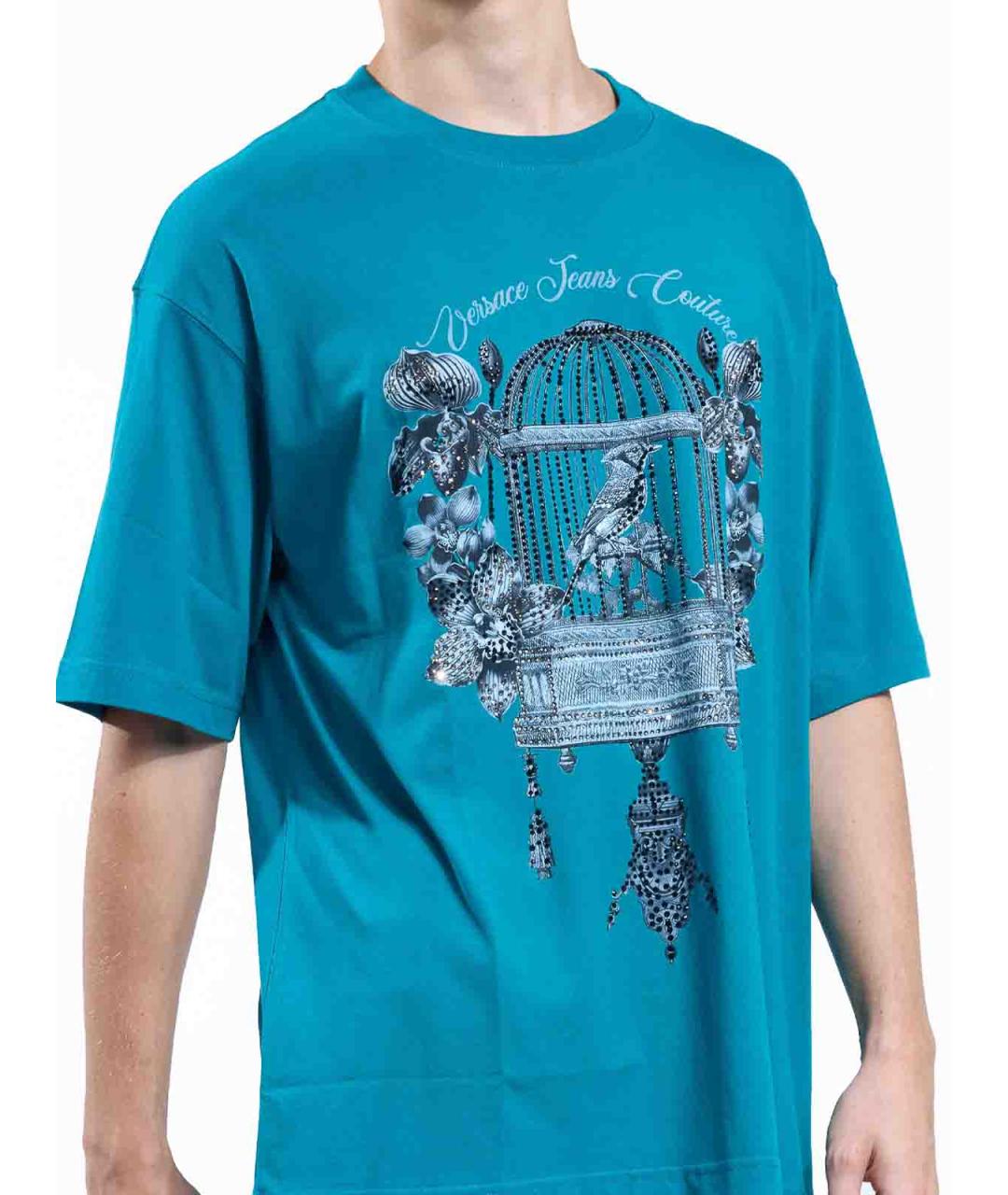 VERSACE JEANS COUTURE Зеленая хлопковая футболка, фото 5