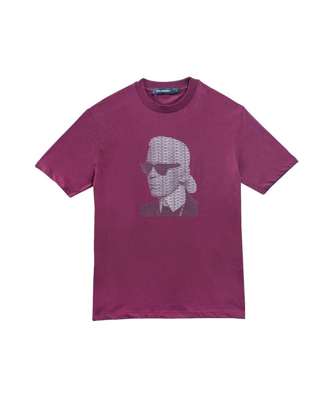 KARL LAGERFELD Бордовая хлопковая футболка, фото 1