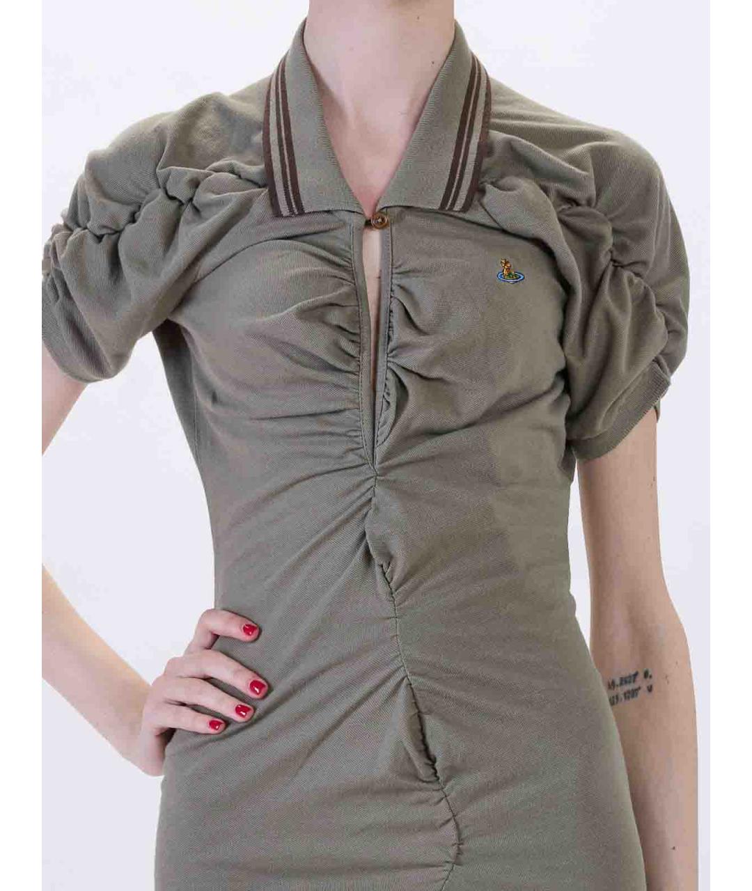 VIVIENNE WESTWOOD Зеленое хлопковое повседневное платье, фото 5