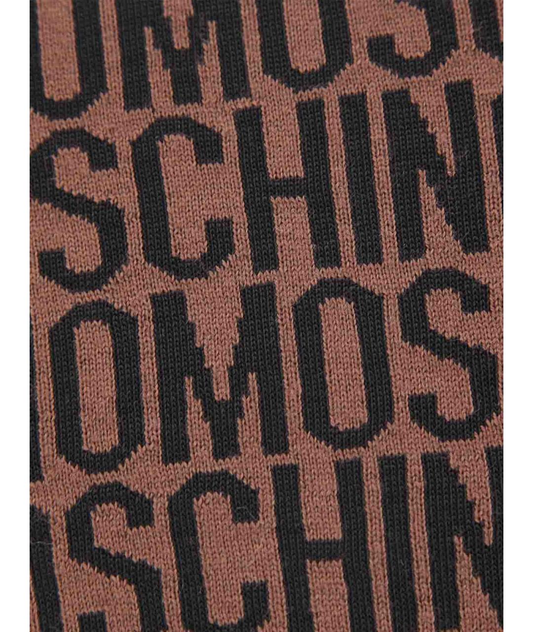 MOSCHINO Коричневый шерстяной шарф, фото 4