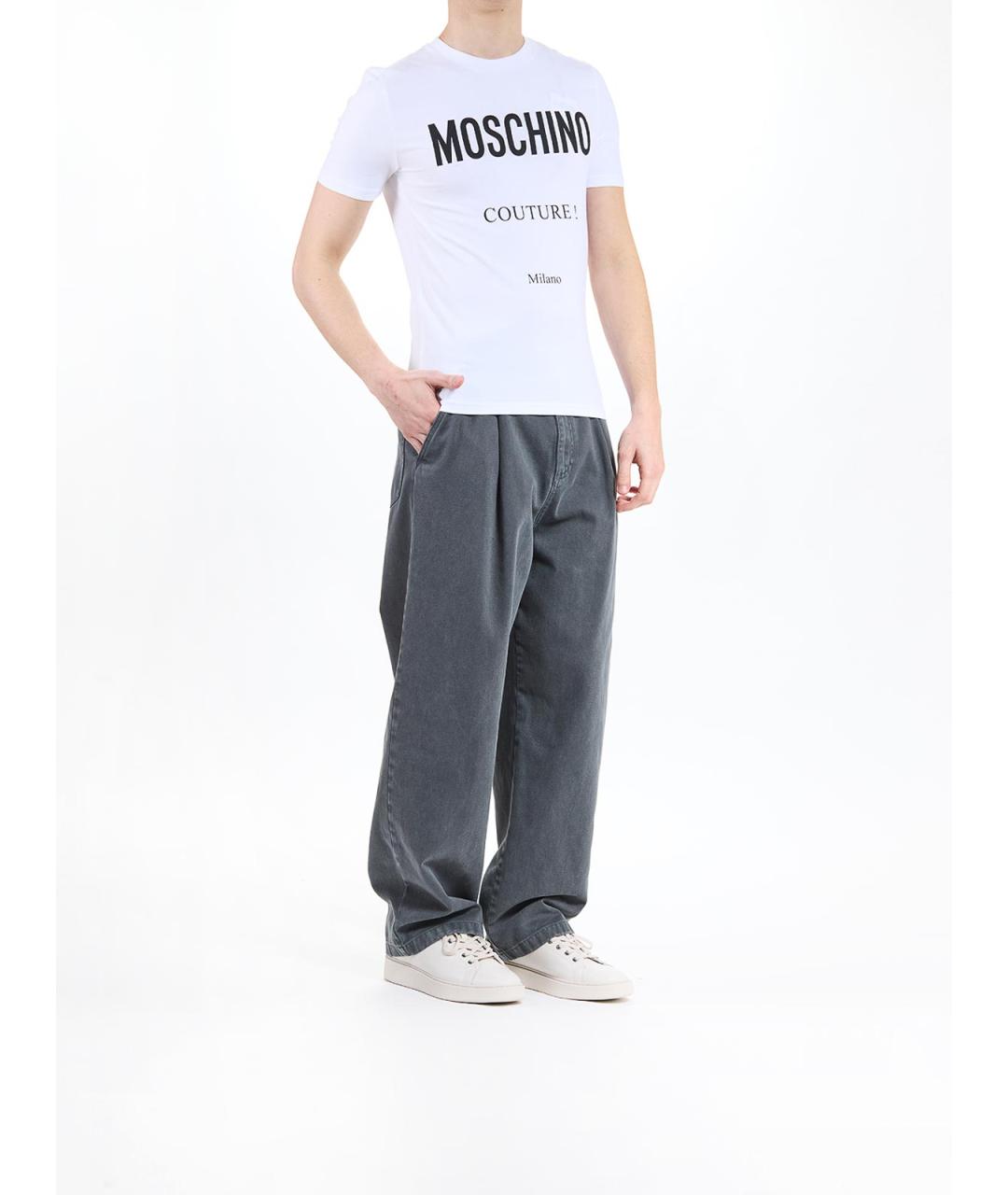 MOSCHINO Белая хлопковая футболка, фото 3