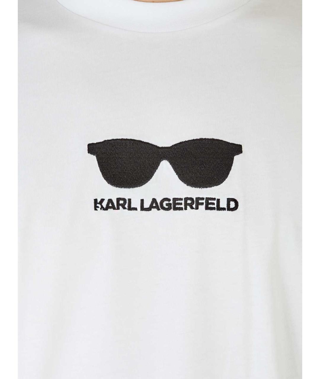 KARL LAGERFELD Белая хлопковая футболка, фото 5