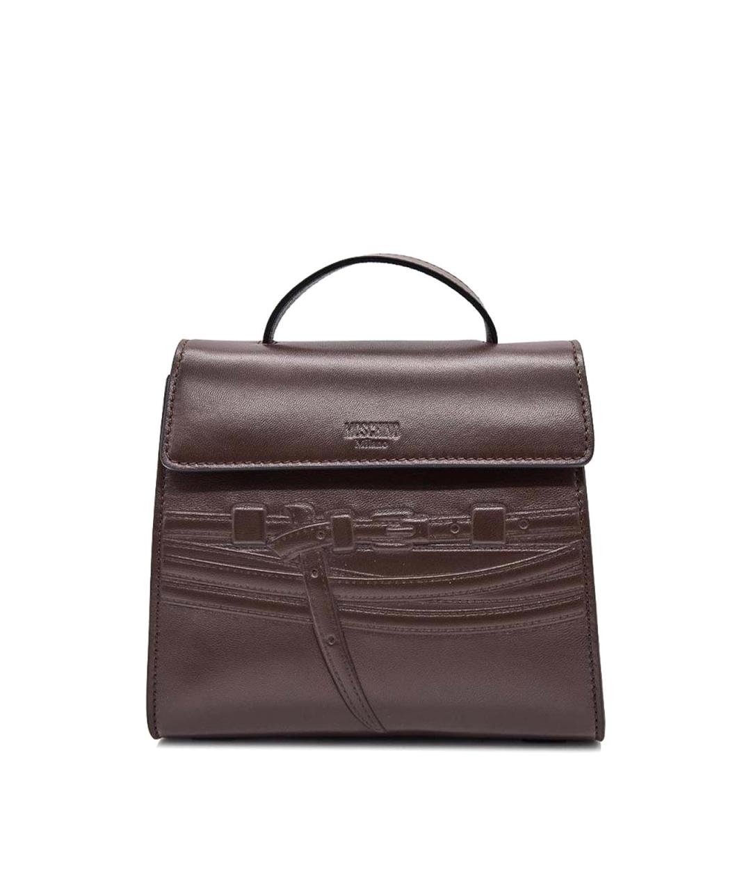 MOSCHINO Коричневая кожаная сумка с короткими ручками, фото 1