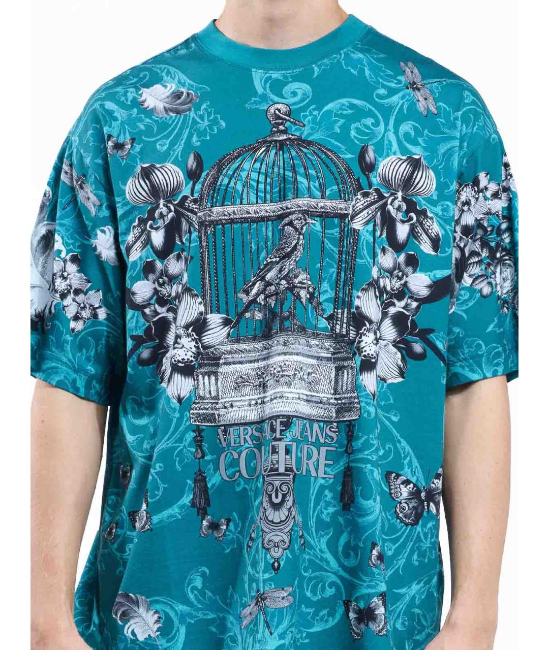 VERSACE JEANS COUTURE Зеленая хлопковая футболка, фото 5