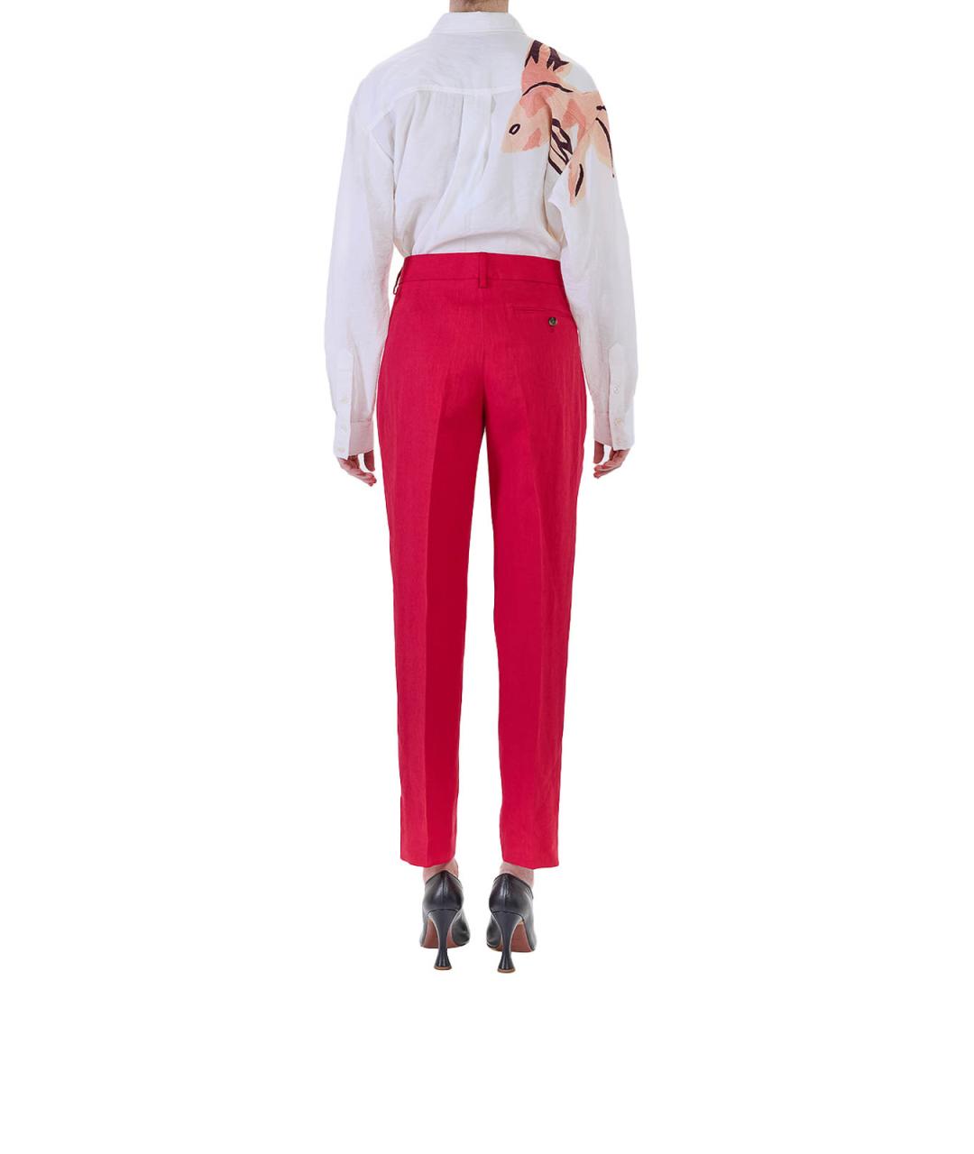 PAUL SMITH Красные льняные прямые брюки, фото 4
