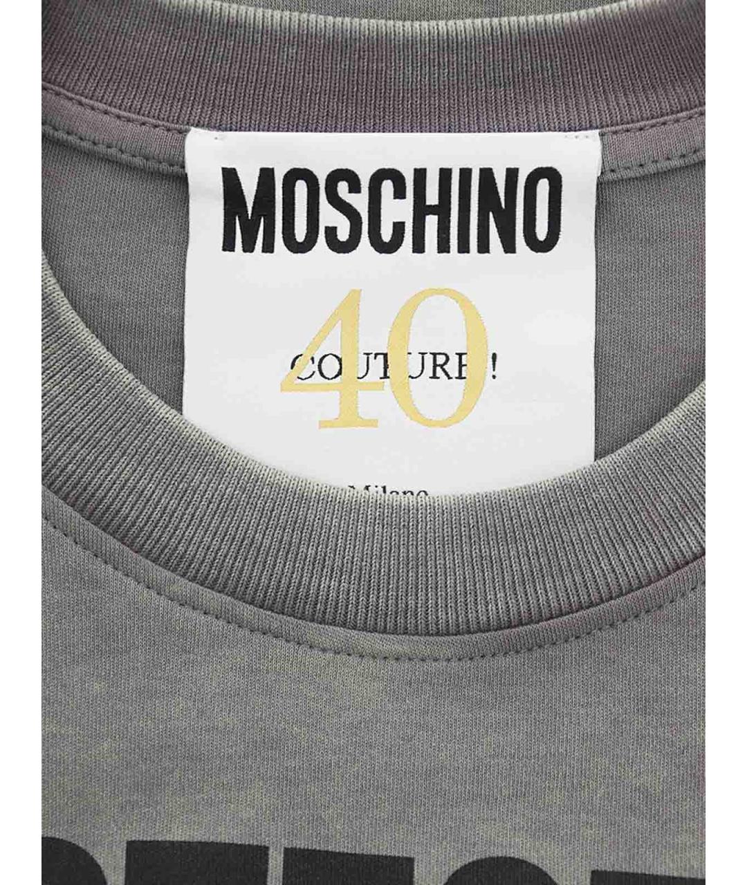 MOSCHINO Серая хлопковая футболка, фото 6