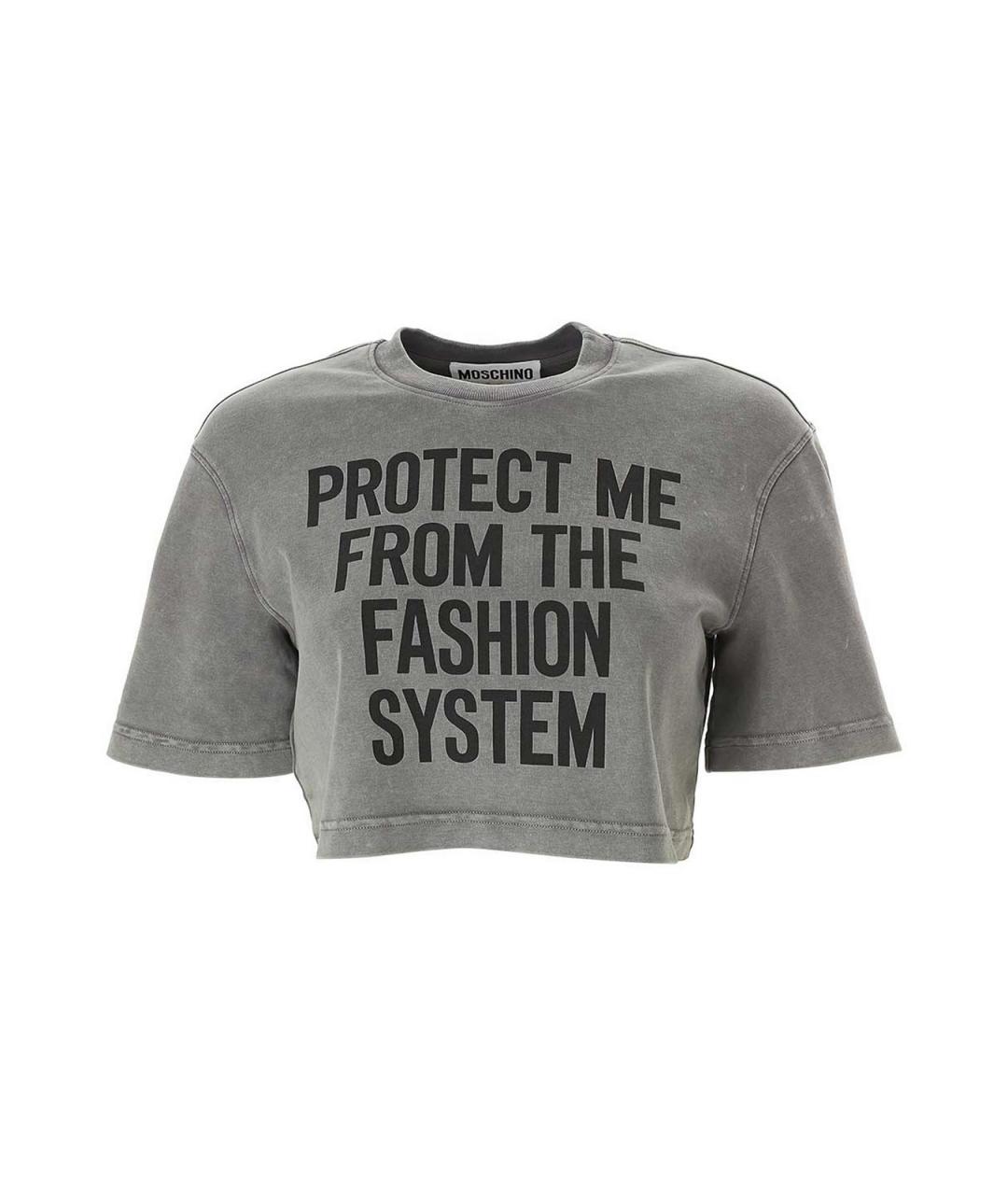 MOSCHINO Серая хлопковая футболка, фото 1