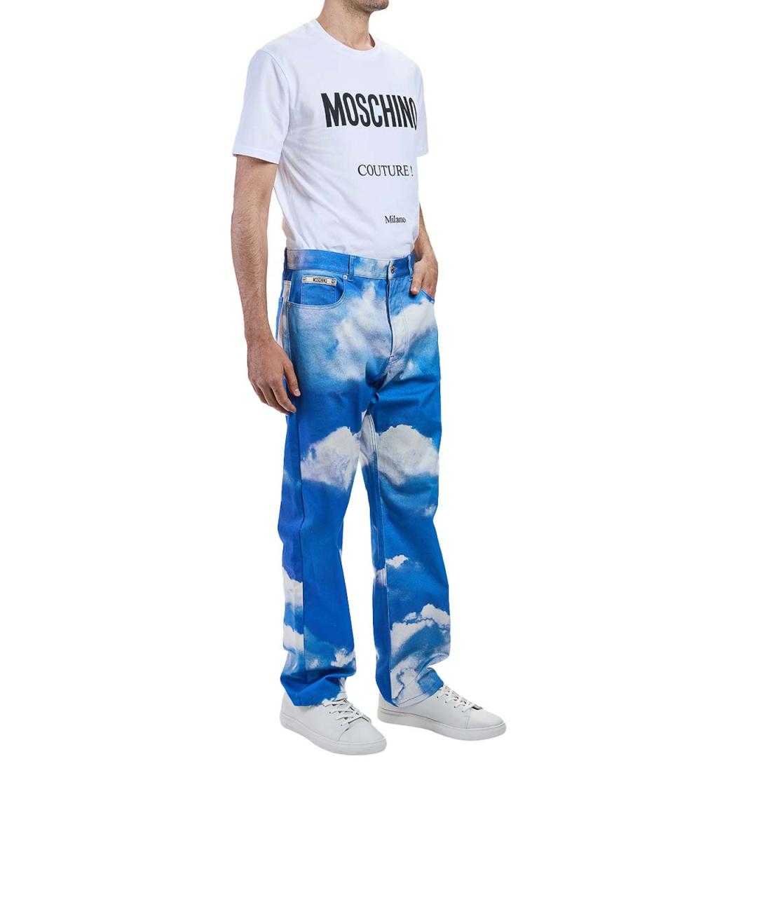 MOSCHINO Голубые хлопковые прямые джинсы, фото 3