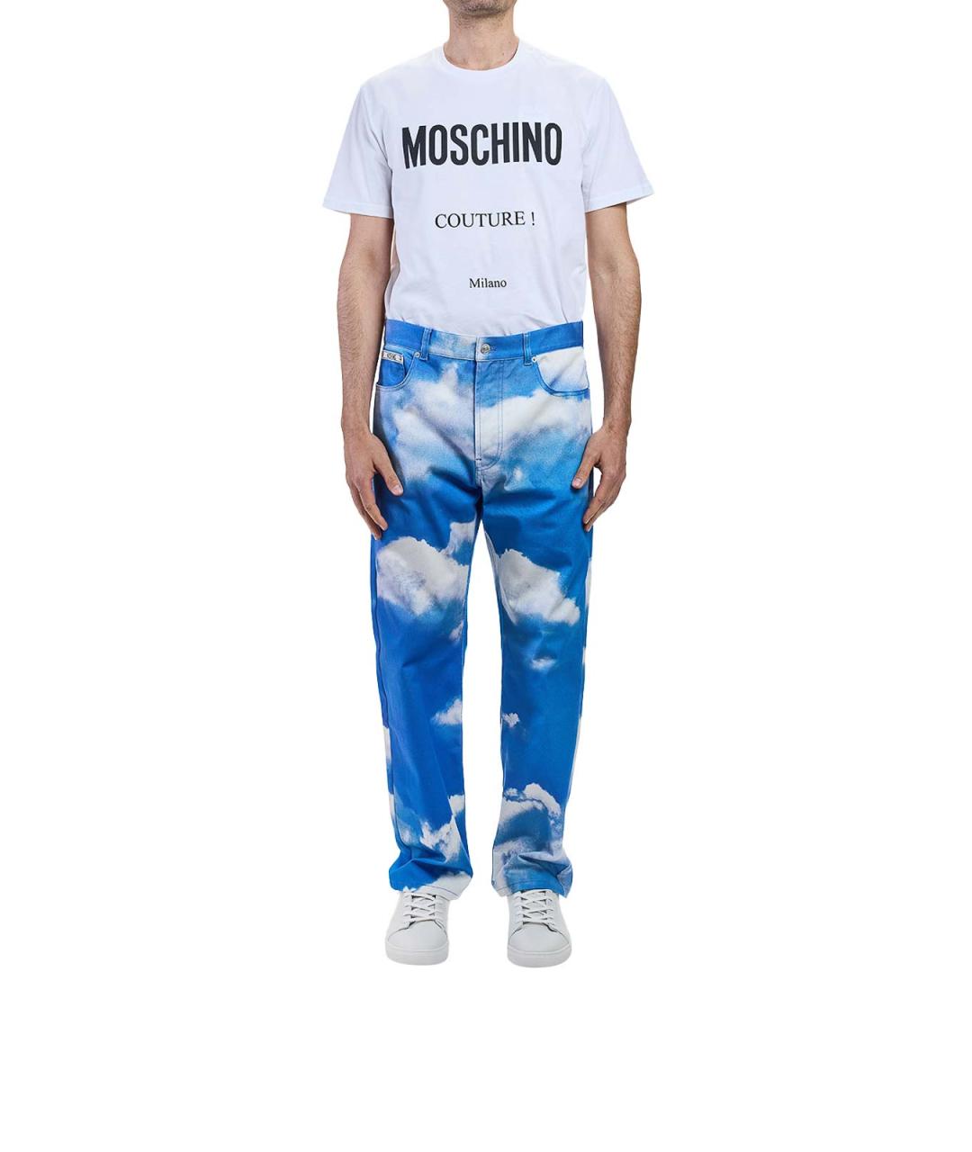 MOSCHINO Голубые хлопковые прямые джинсы, фото 2