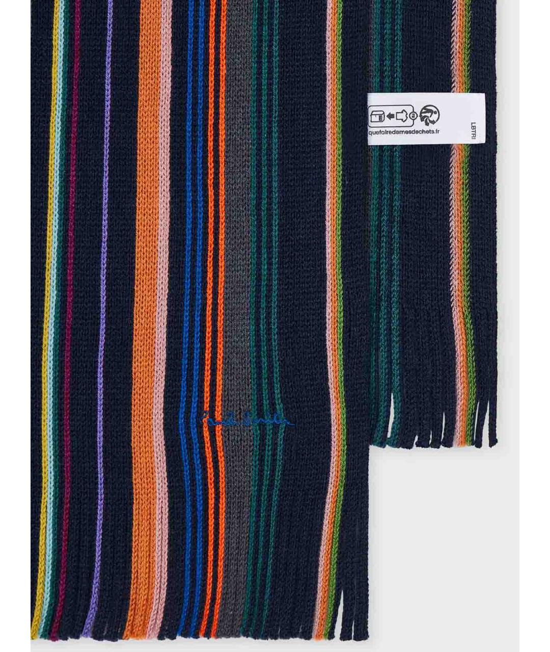 PAUL SMITH Темно-синий шерстяной шарф, фото 3