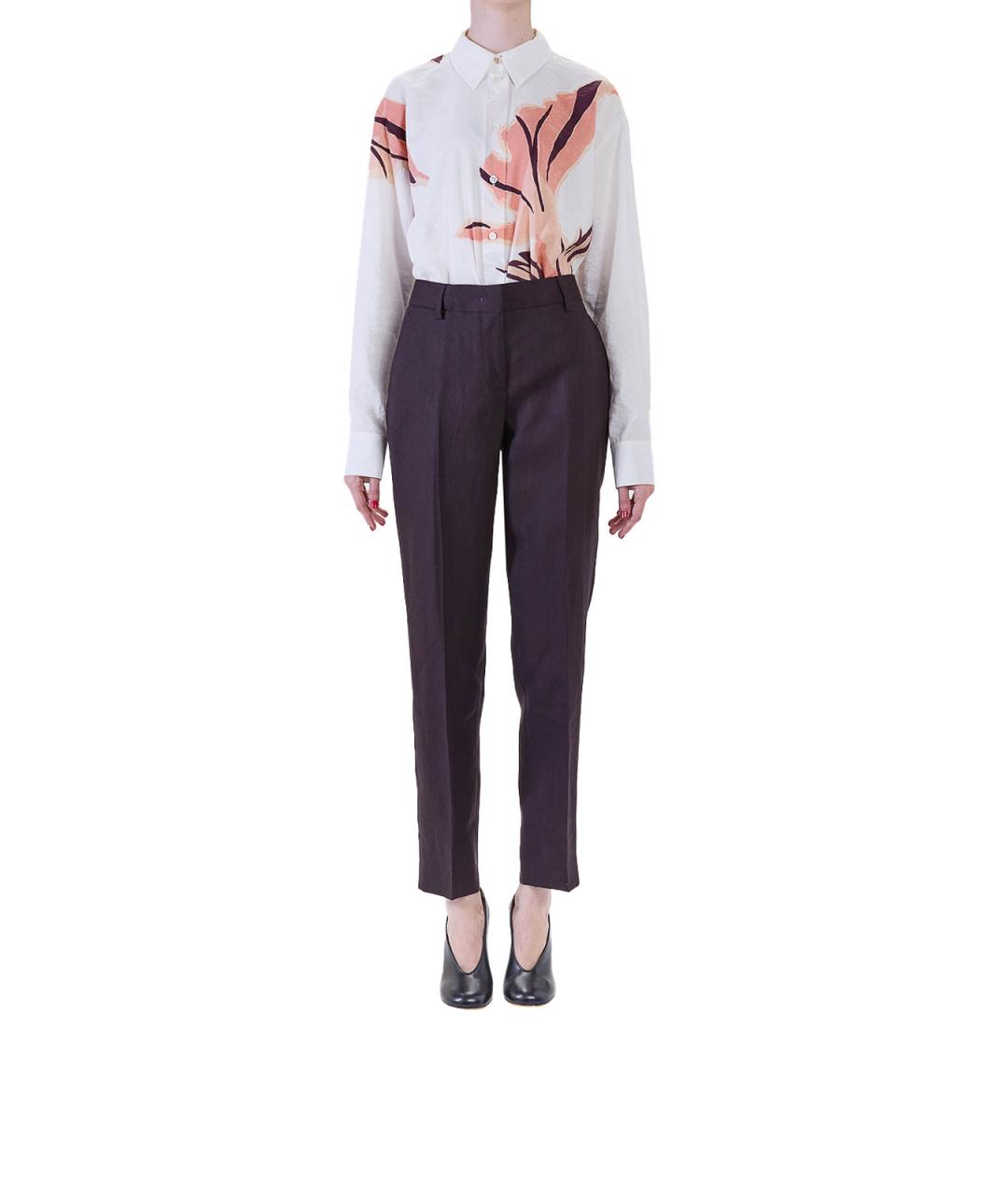 PAUL SMITH Фиолетовые льняные прямые брюки, фото 2
