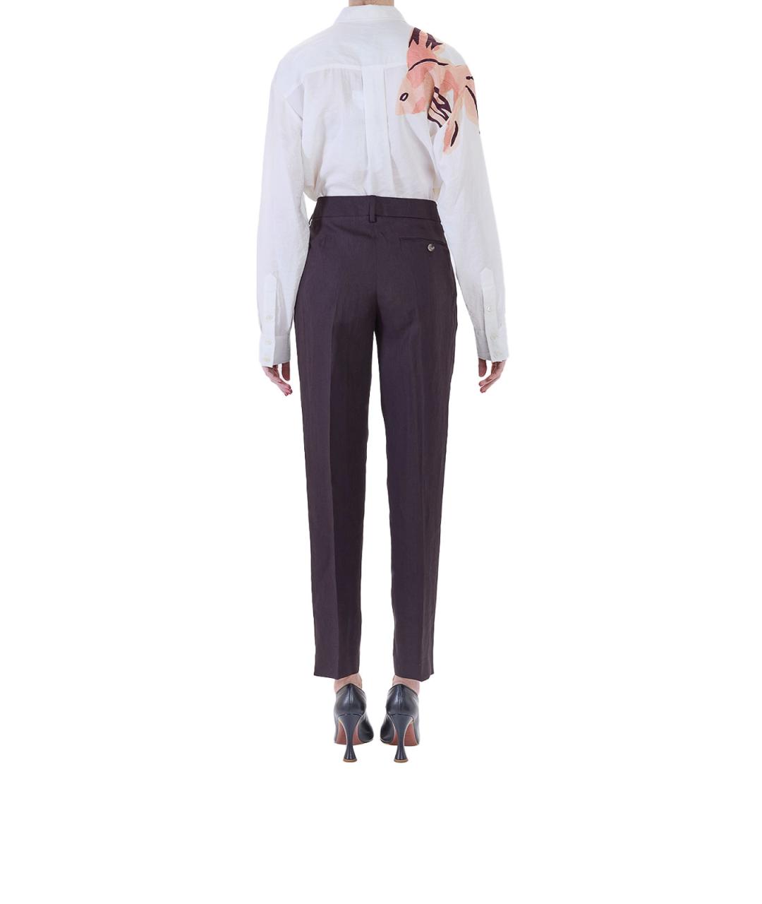 PAUL SMITH Фиолетовые льняные прямые брюки, фото 4
