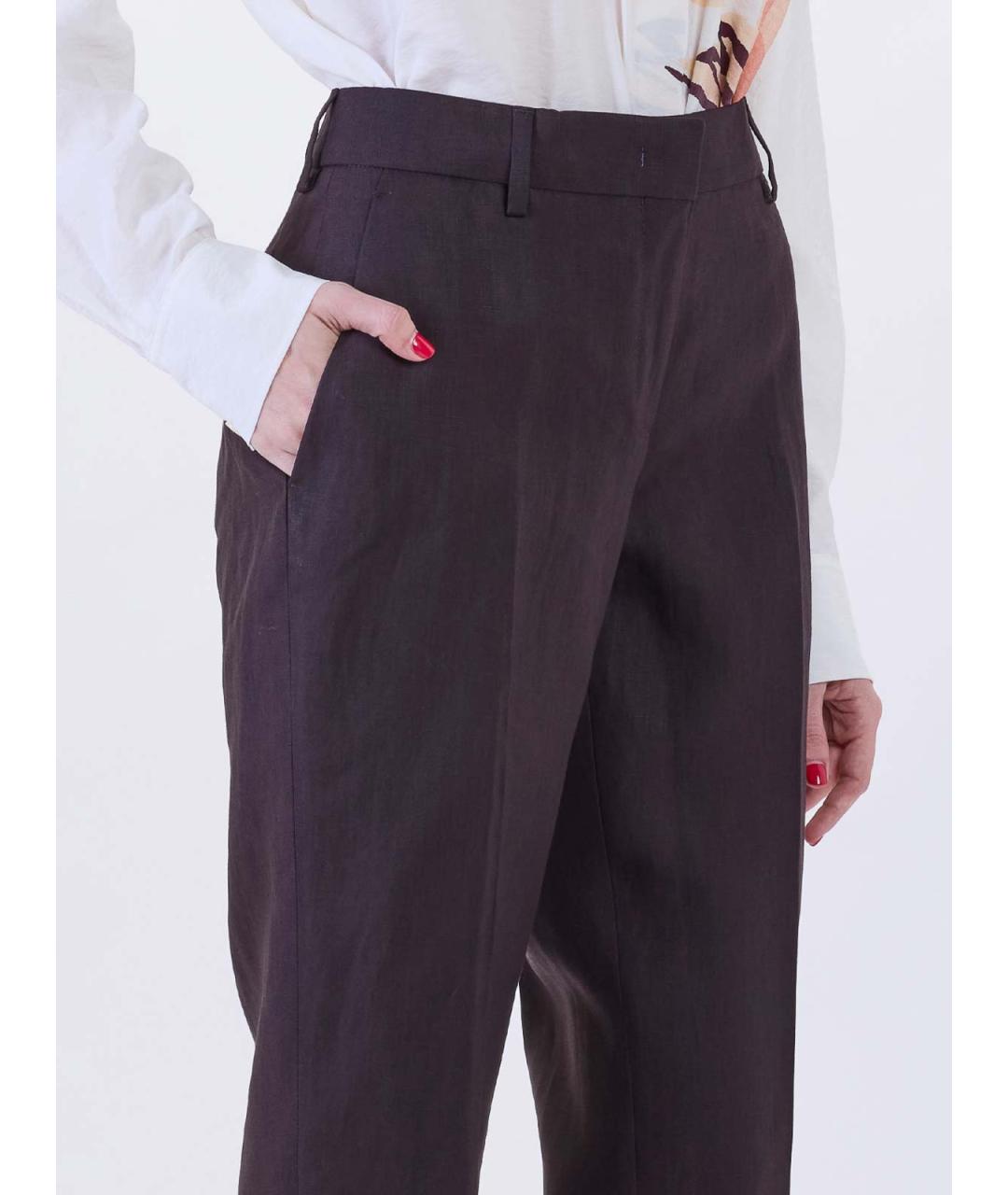 PAUL SMITH Фиолетовые льняные прямые брюки, фото 5