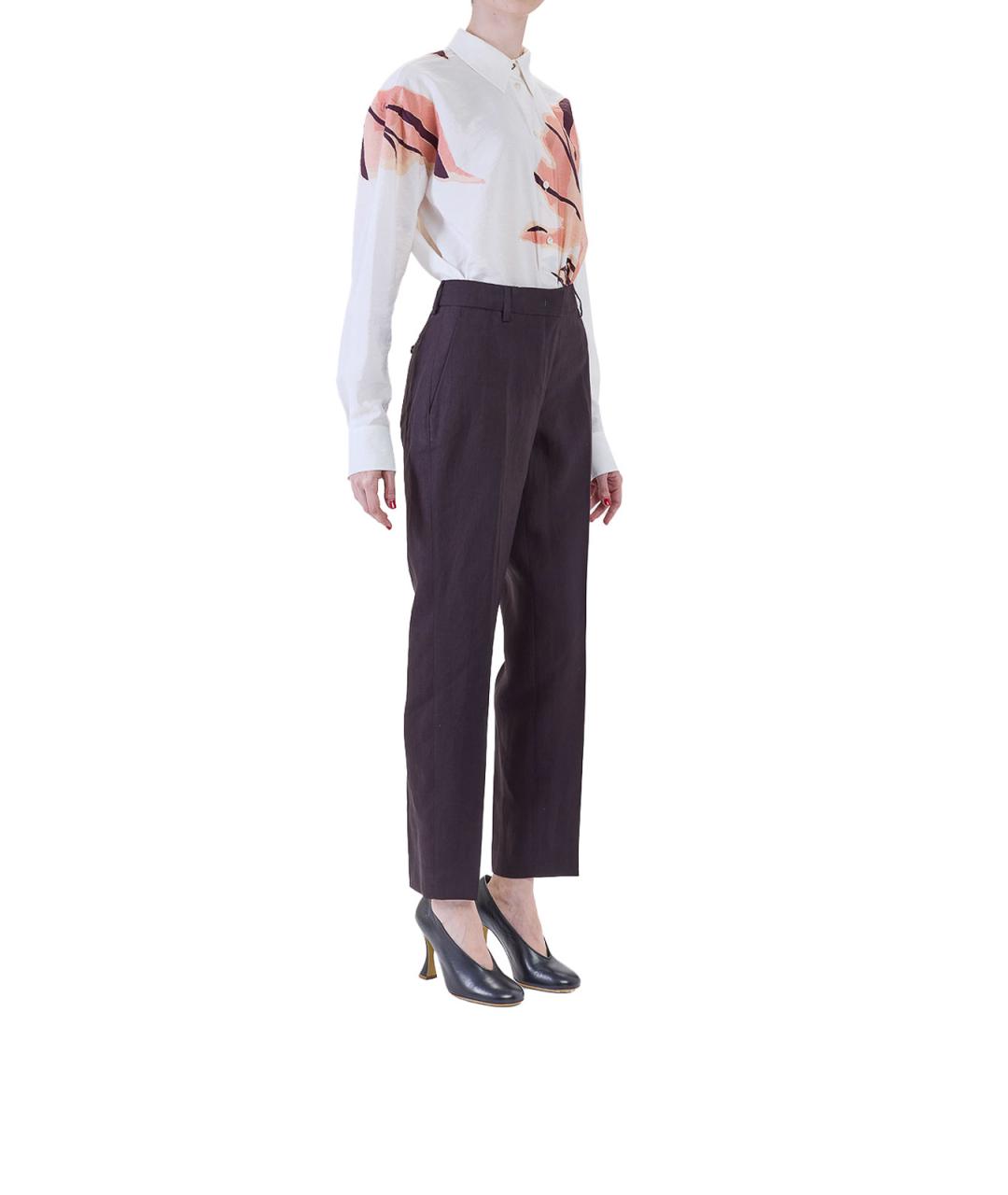 PAUL SMITH Фиолетовые льняные прямые брюки, фото 3