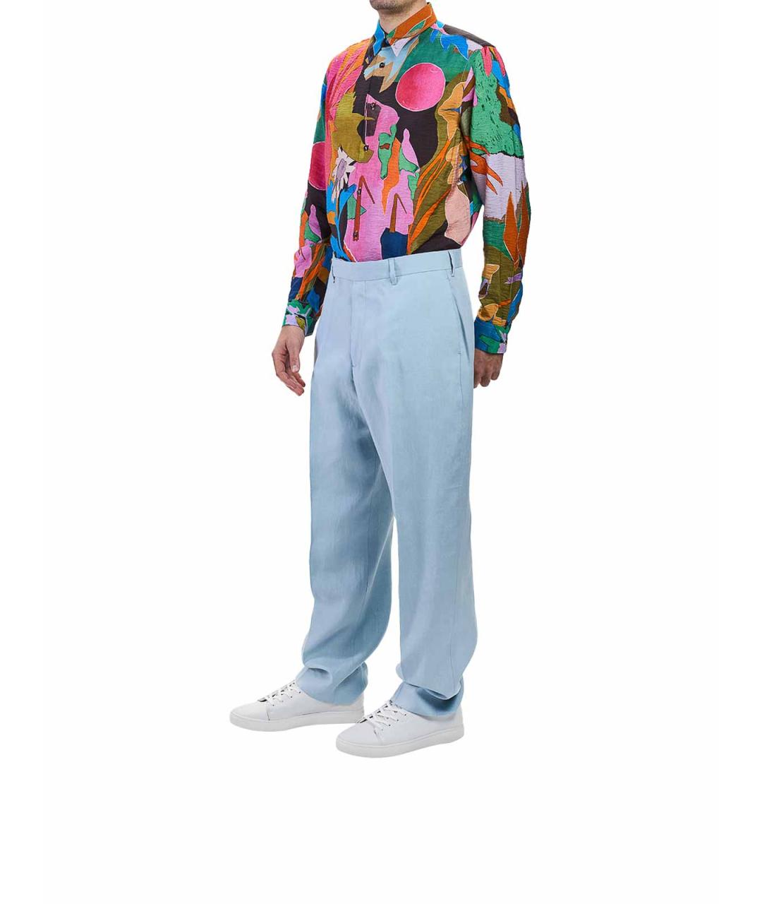 PAUL SMITH Голубые льняные повседневные брюки, фото 3
