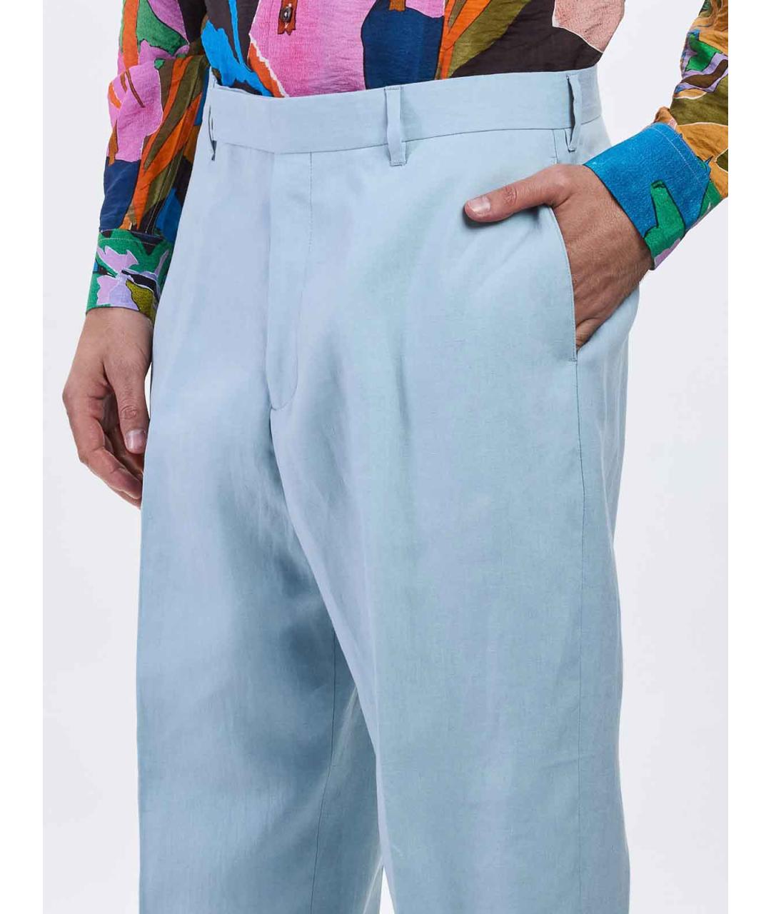 PAUL SMITH Голубые льняные повседневные брюки, фото 5