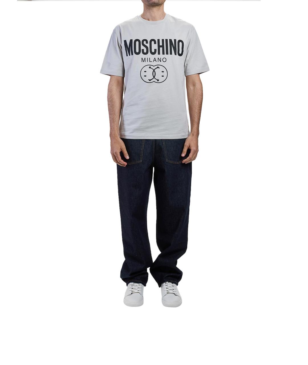 MOSCHINO Серая хлопковая футболка, фото 2