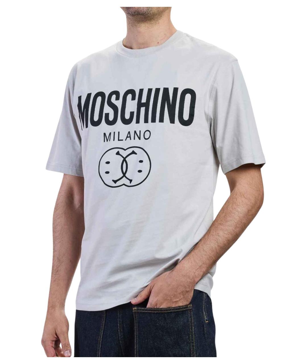 MOSCHINO Серая хлопковая футболка, фото 5