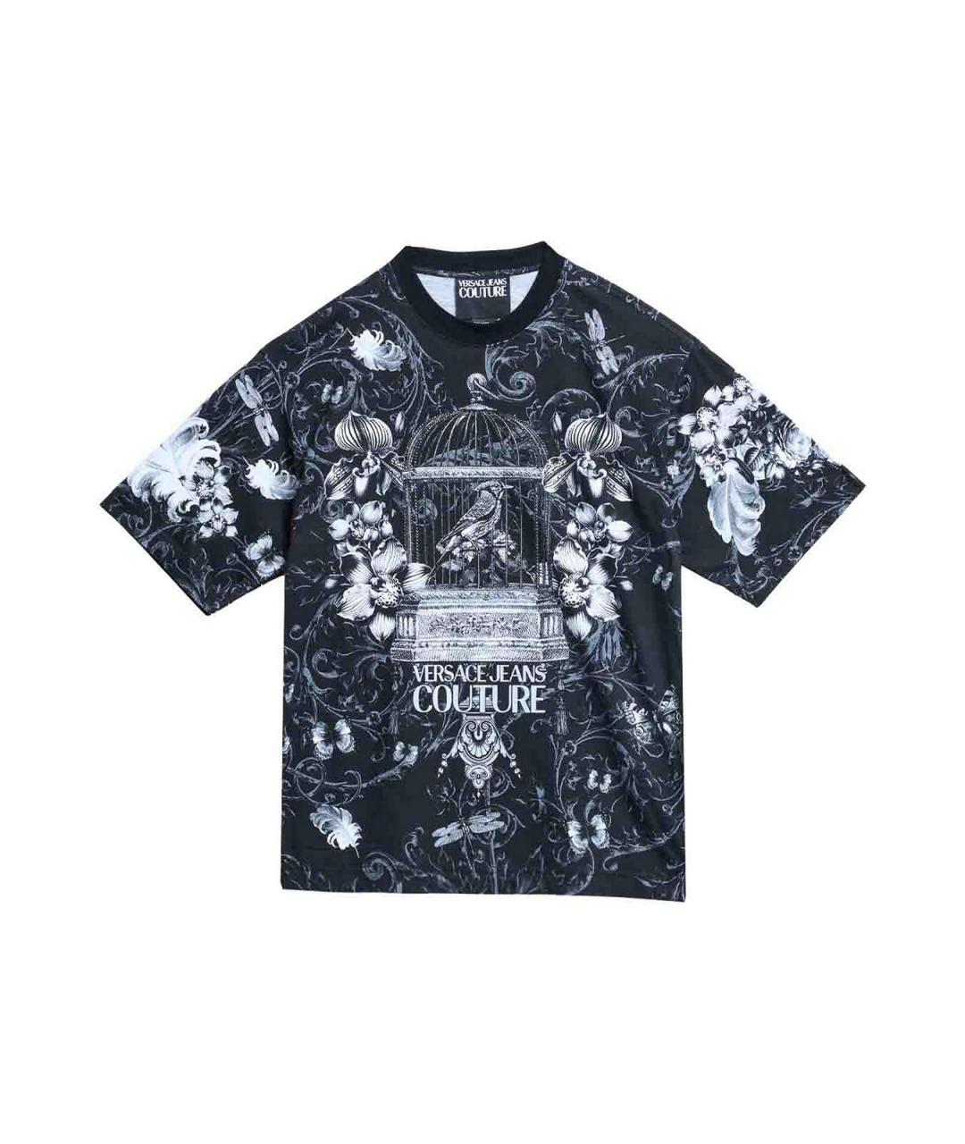 VERSACE JEANS COUTURE Черная хлопковая футболка, фото 1