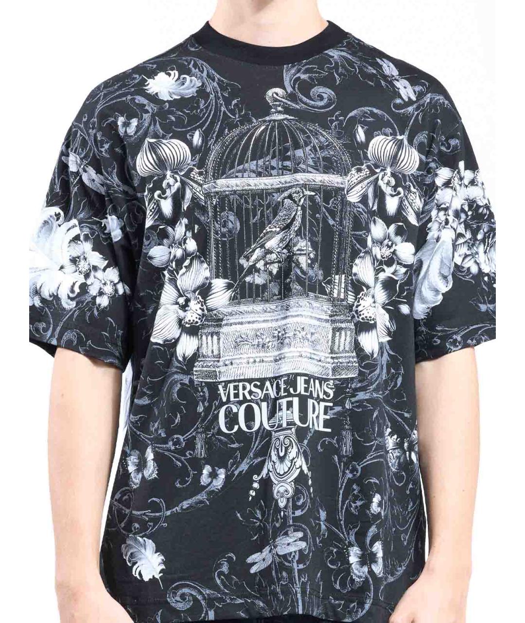 VERSACE JEANS COUTURE Черная хлопковая футболка, фото 5