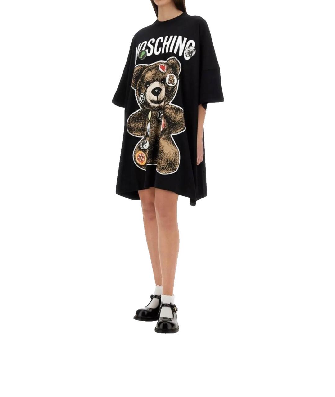 MOSCHINO Черная хлопковая футболка, фото 3