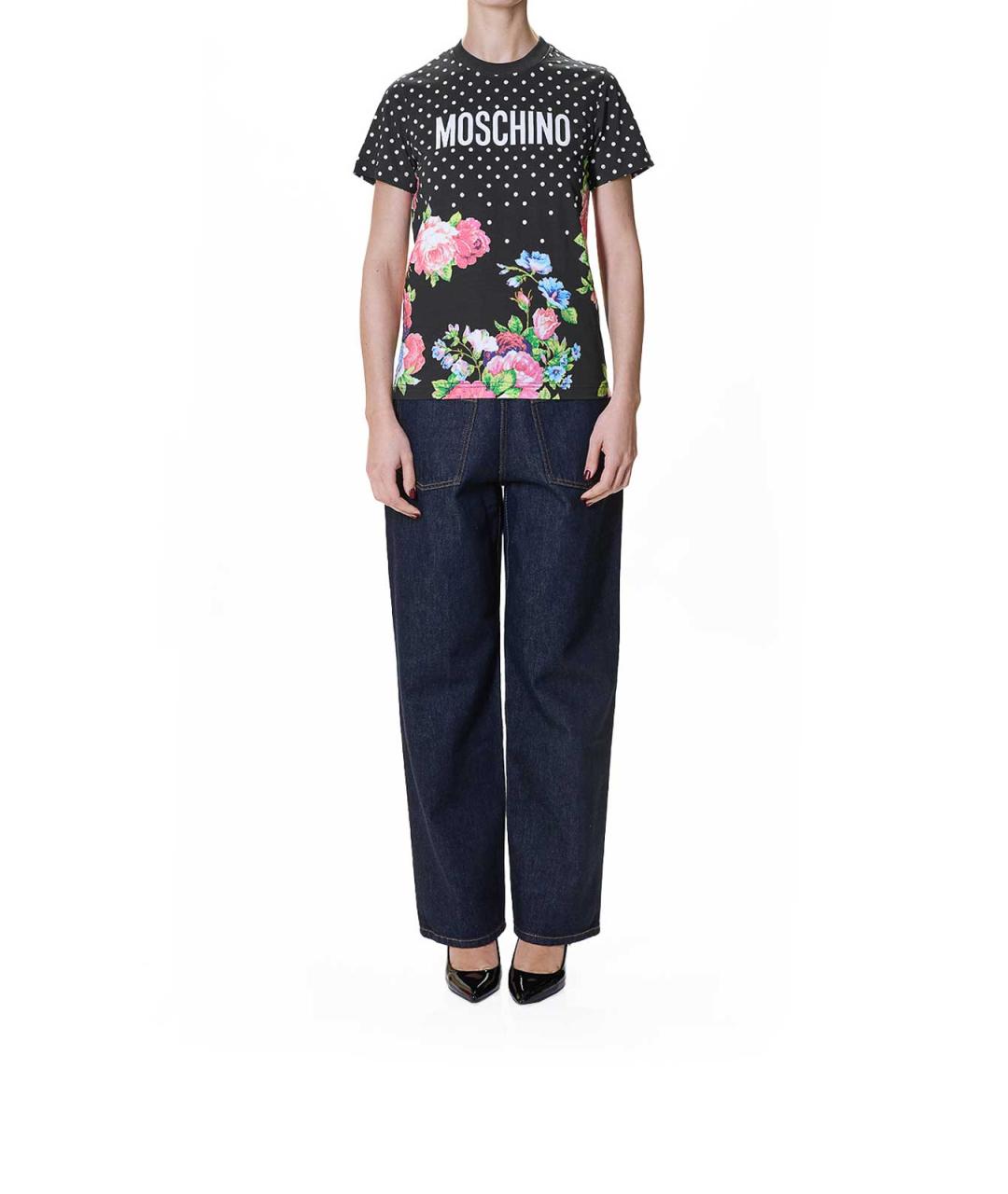 MOSCHINO Черная хлопковая футболка, фото 2