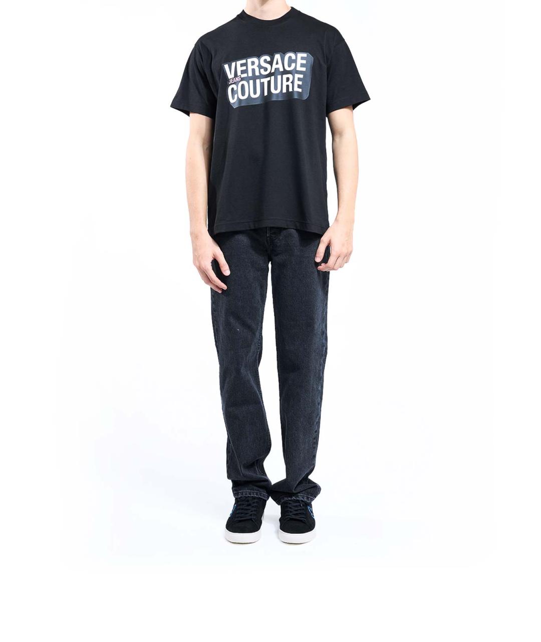 VERSACE JEANS COUTURE Черная хлопковая футболка, фото 2