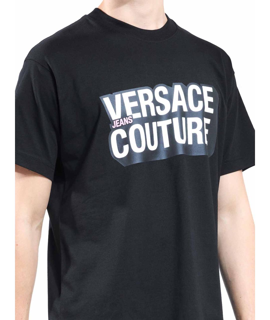 VERSACE JEANS COUTURE Черная хлопковая футболка, фото 5