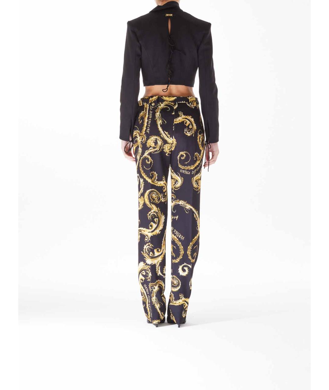VERSACE JEANS COUTURE Черные полиэстеровые брюки широкие, фото 4