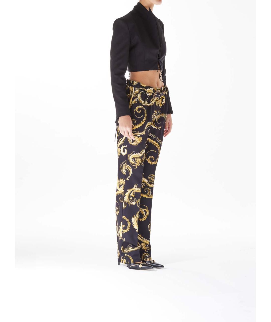 VERSACE JEANS COUTURE Черные полиэстеровые брюки широкие, фото 3