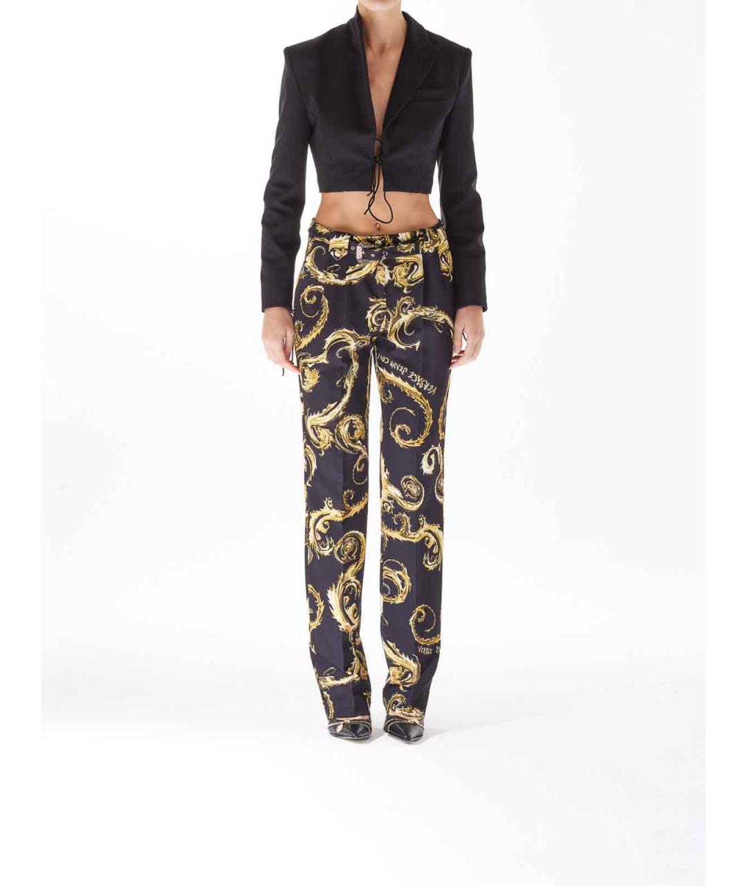VERSACE JEANS COUTURE Черные полиэстеровые брюки широкие, фото 2