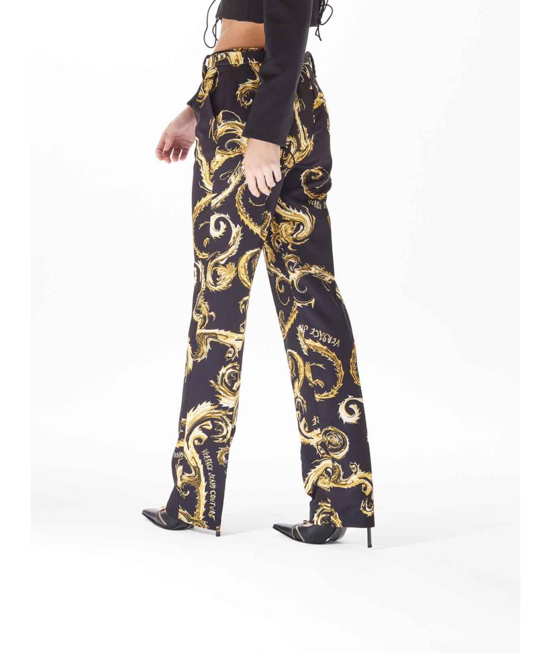VERSACE JEANS COUTURE Черные полиэстеровые брюки широкие, фото 5