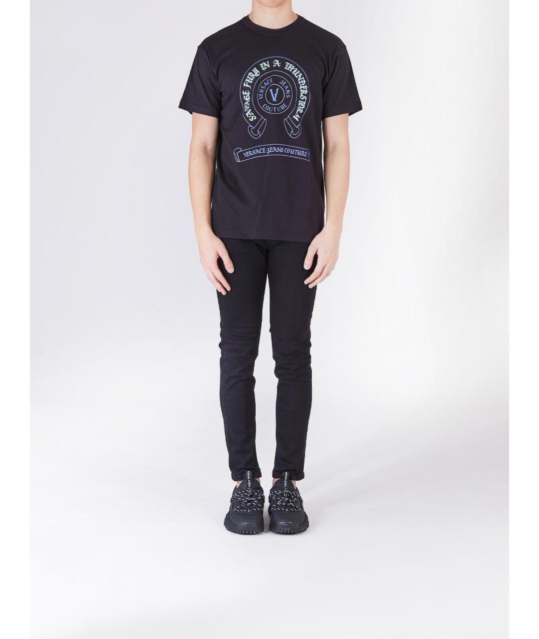 VERSACE JEANS COUTURE Черная хлопковая футболка, фото 2