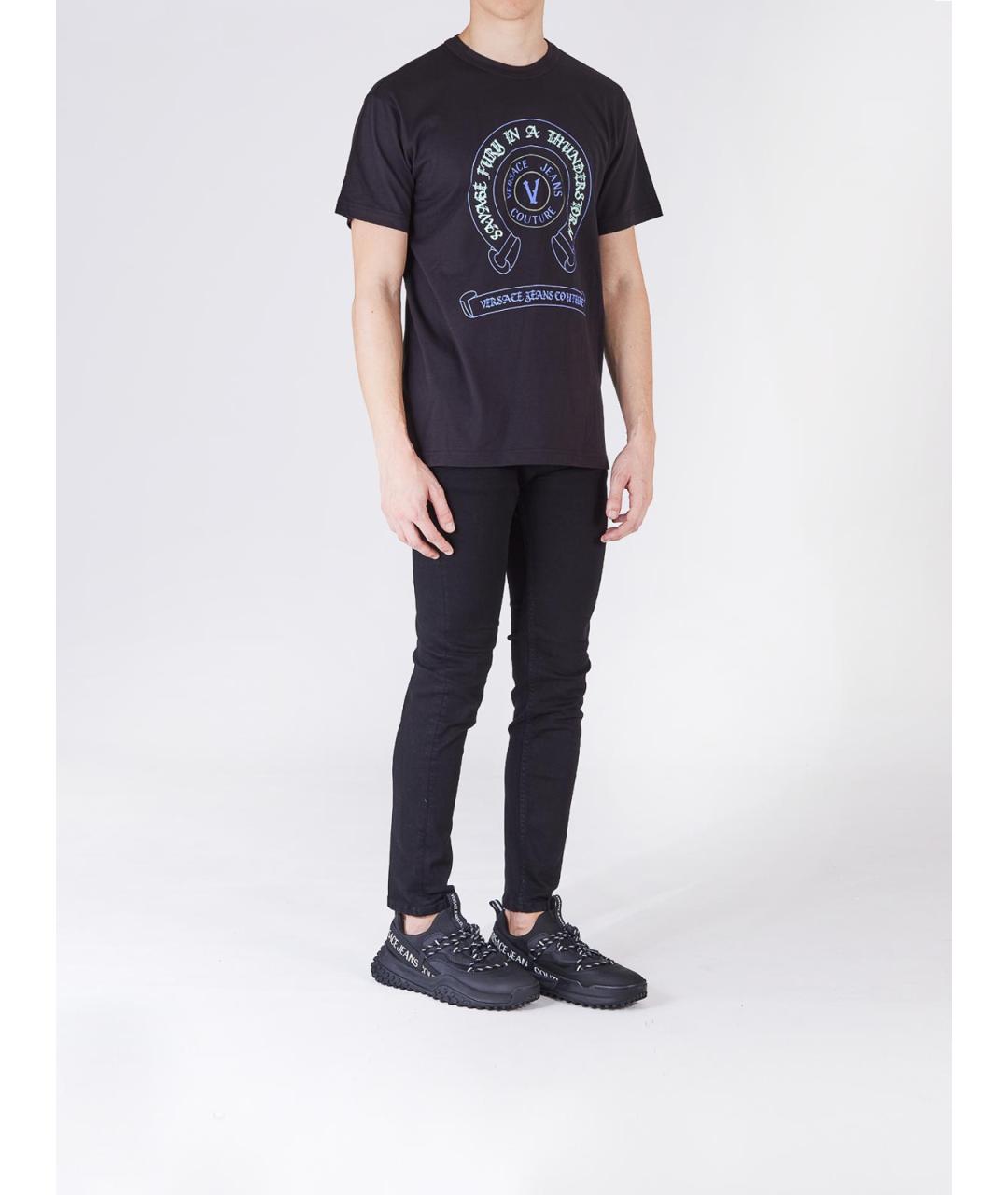 VERSACE JEANS COUTURE Черная хлопковая футболка, фото 3