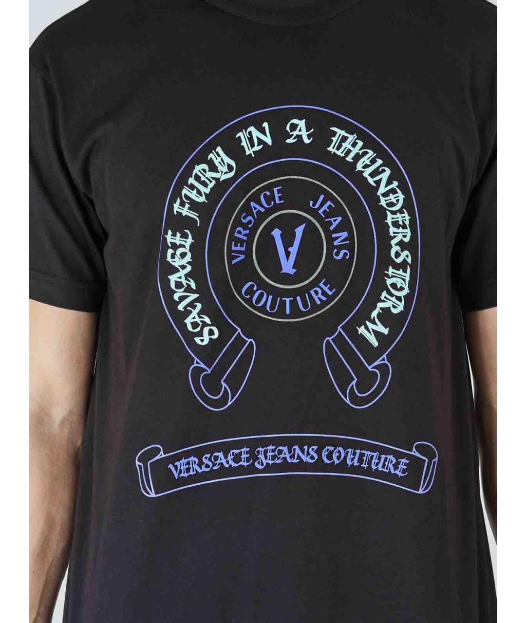 VERSACE JEANS COUTURE Черная хлопковая футболка, фото 5