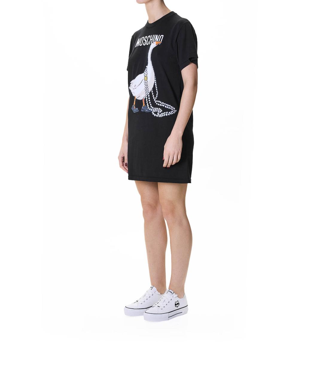 MOSCHINO Черное хлопковое повседневное платье, фото 3