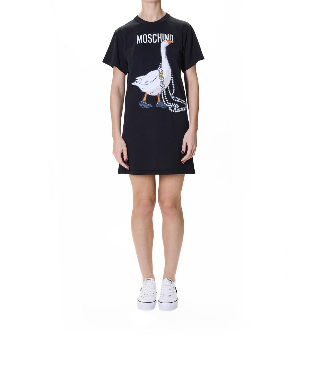 MOSCHINO Черное хлопковое повседневное платье, фото 2