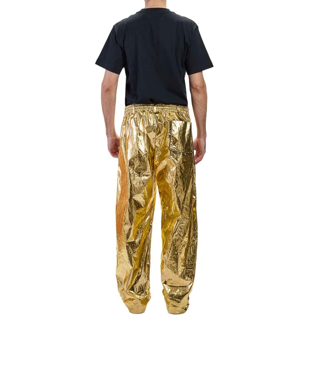 MOSCHINO Золотые хлопковые повседневные брюки, фото 4